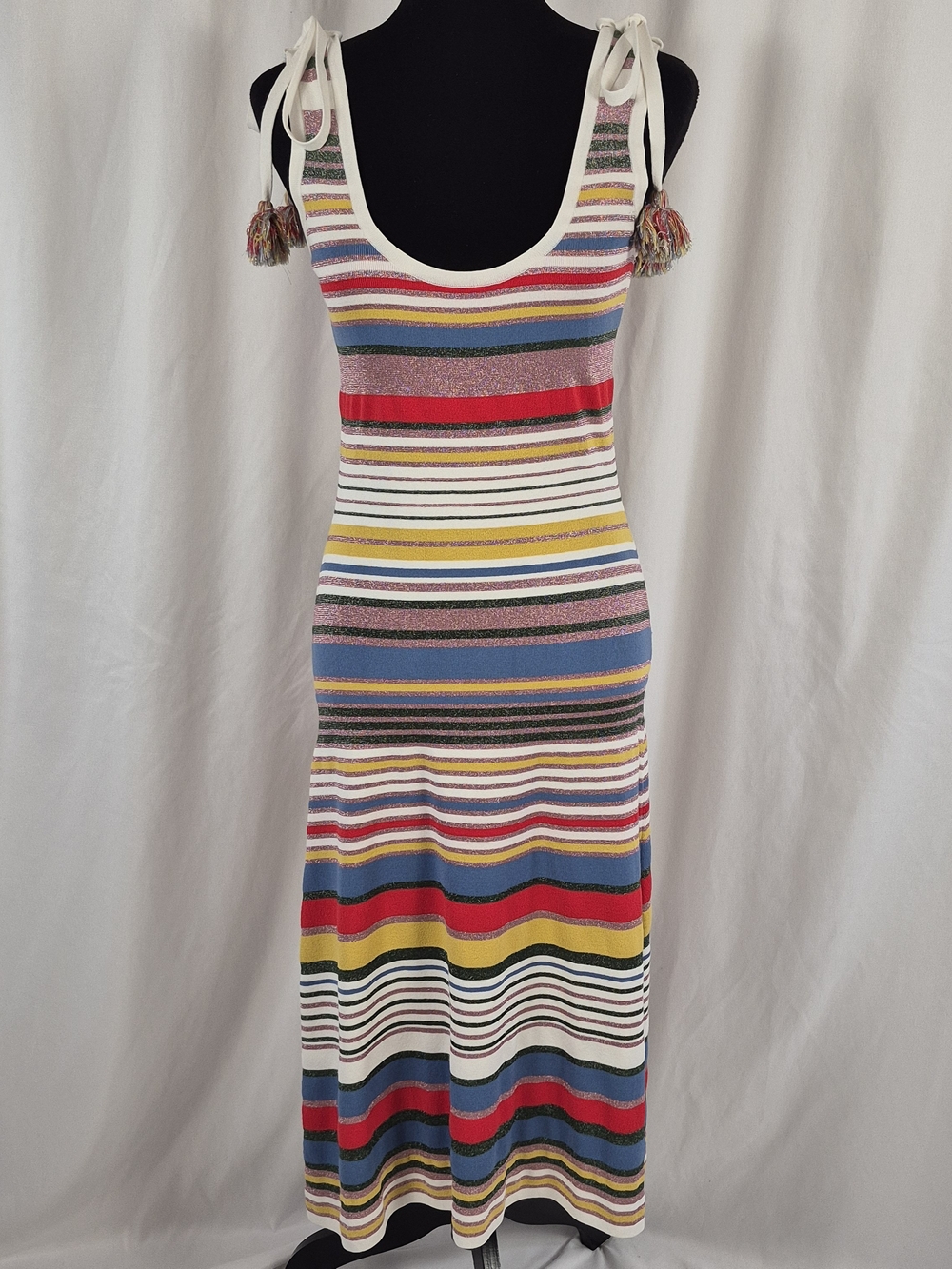 Veronica Beard Dulce Glitter Stripe Knit Sleeveless Midi Tank Dress - Size M - Picture 6 of 16